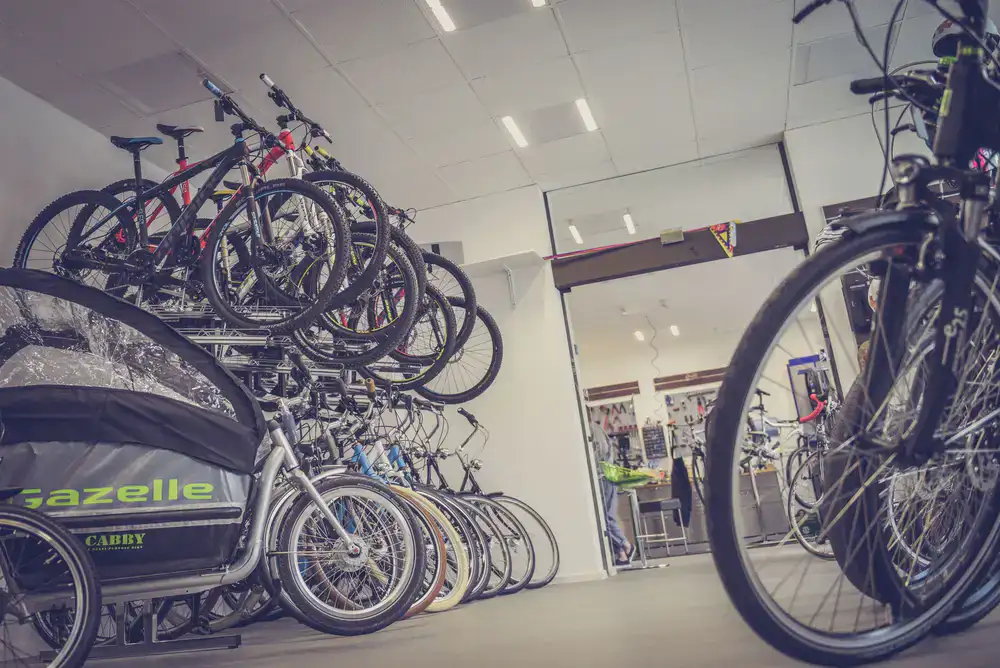 Inside our modern e-bike store displaying latest models