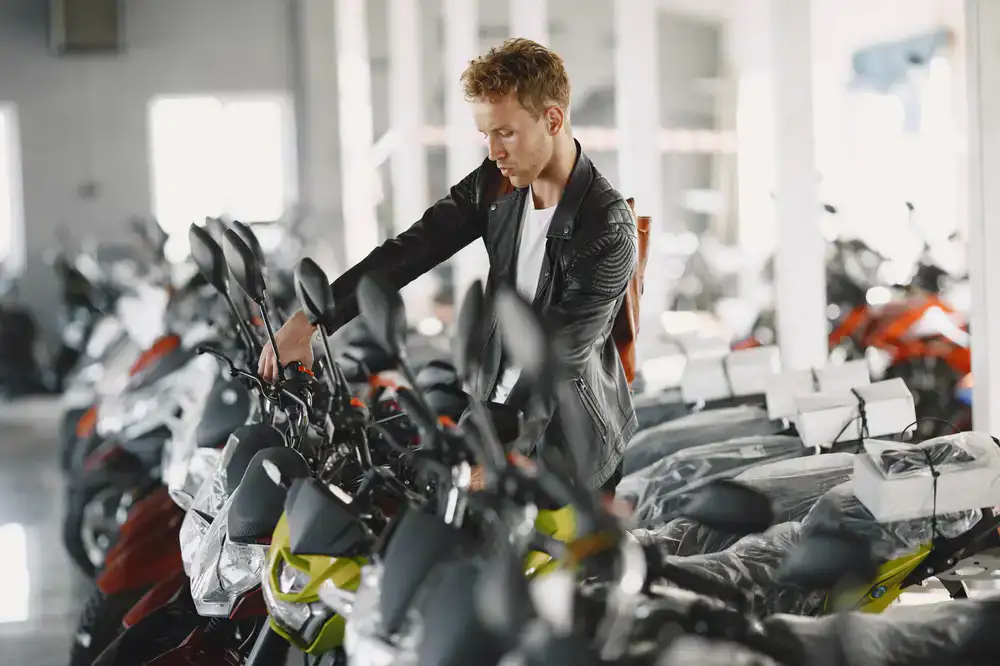 Customer taking a new electric bike for a test ride